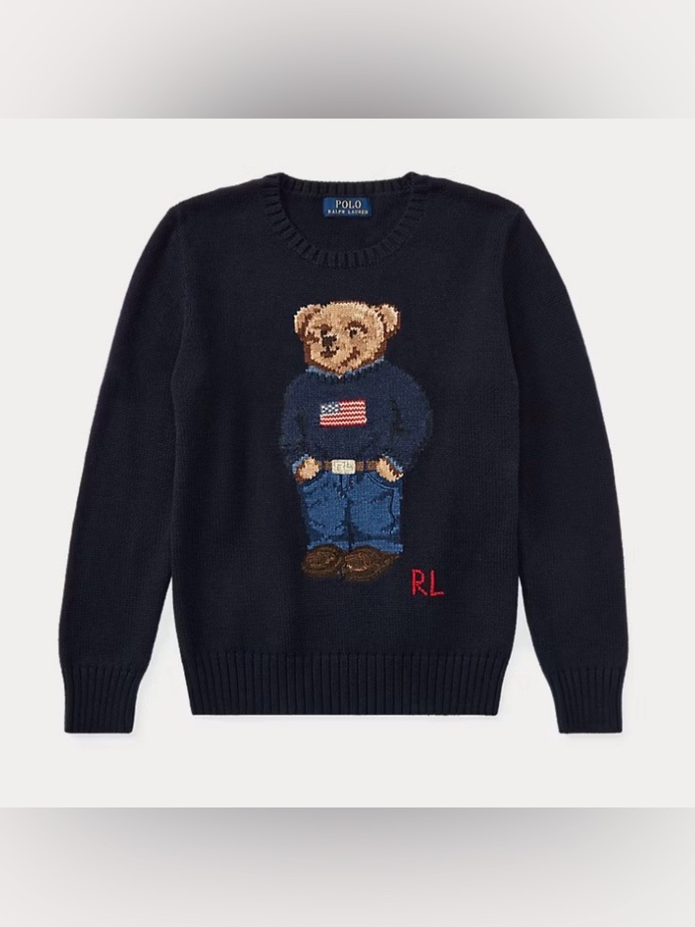 Polo Ralph Lauren Boy’s Polo Bear Crewneck Cotton Sweater Size M (10-12)